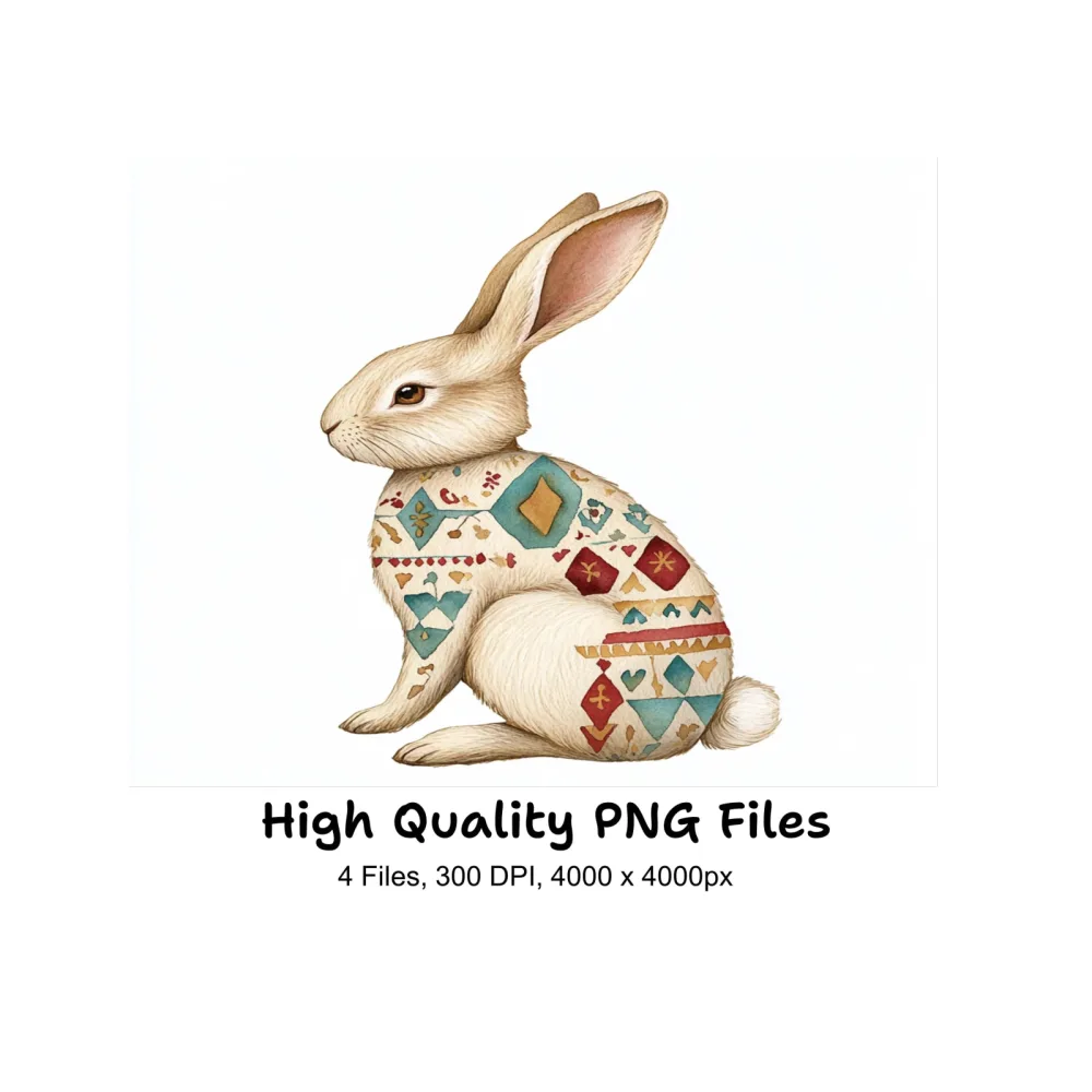 Boho Chic Rabbit Clipart Bundle