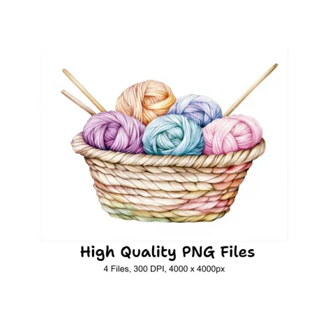 Yarn Baskets Clipart Bundle