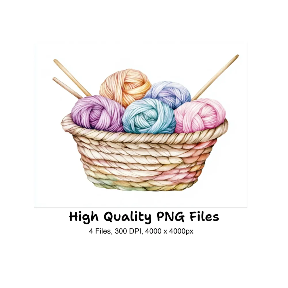 Yarn Baskets Clipart Bundle