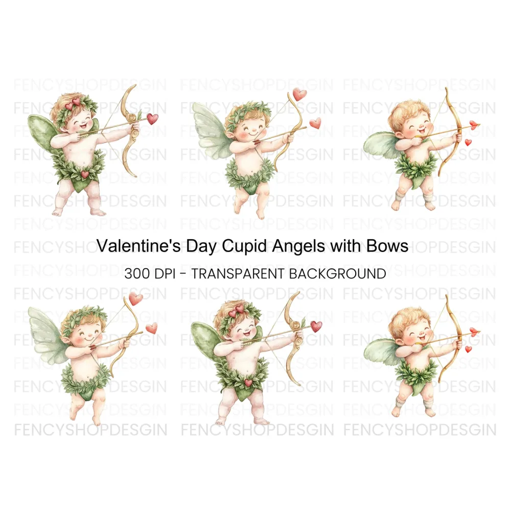 Happy Cupid Archery Clipart Bundle