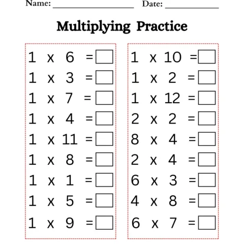 Multiplication Practice Worksheets