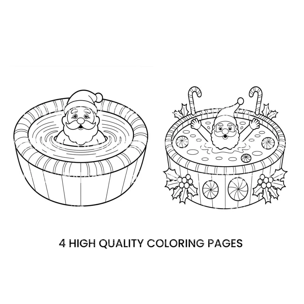 Santa Claus Hot Tub Coloring Books