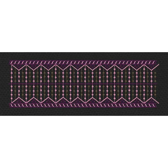 Floral Endless Border Purple Lines Embroidery Design