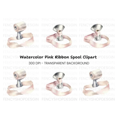 Vintage Ribbon Spool Clipart Bundle