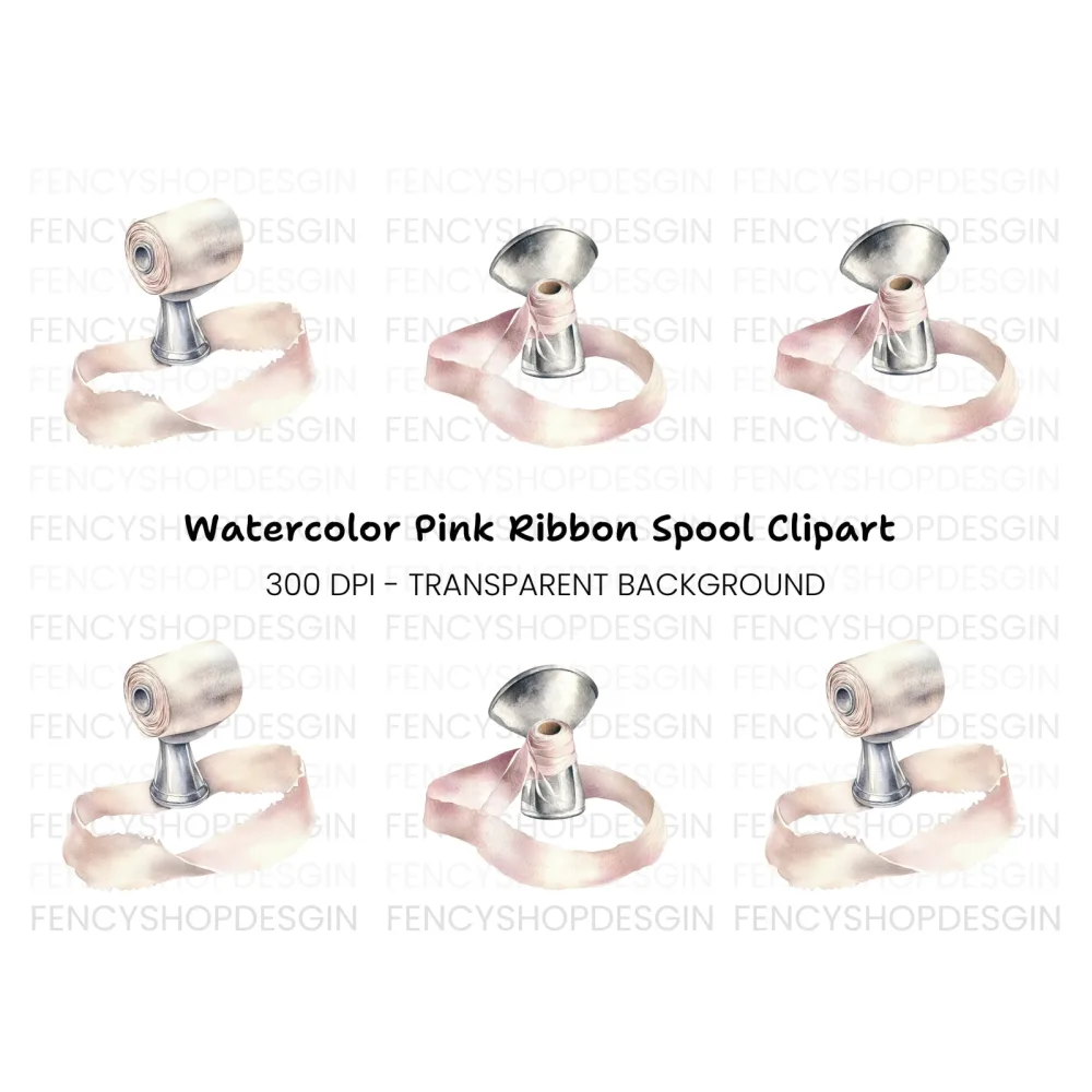 Vintage Ribbon Spool Clipart Bundle
