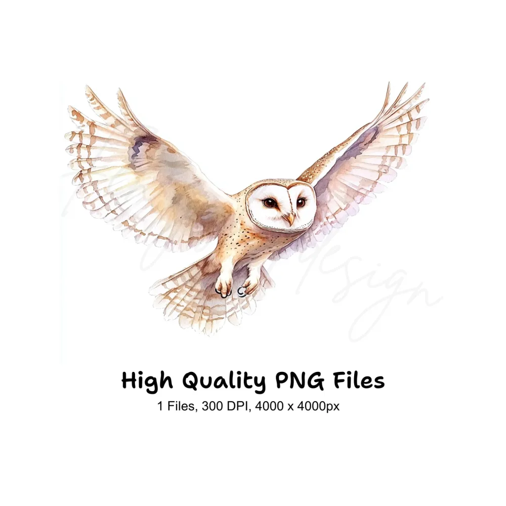 Graceful Barn Owl In Flight Clipart Bundle