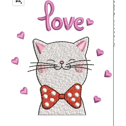 Cat Love Embroidery Design