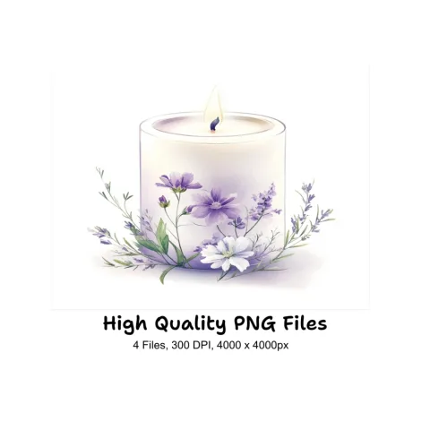 Lavender Scented Candle Clipart Bundle