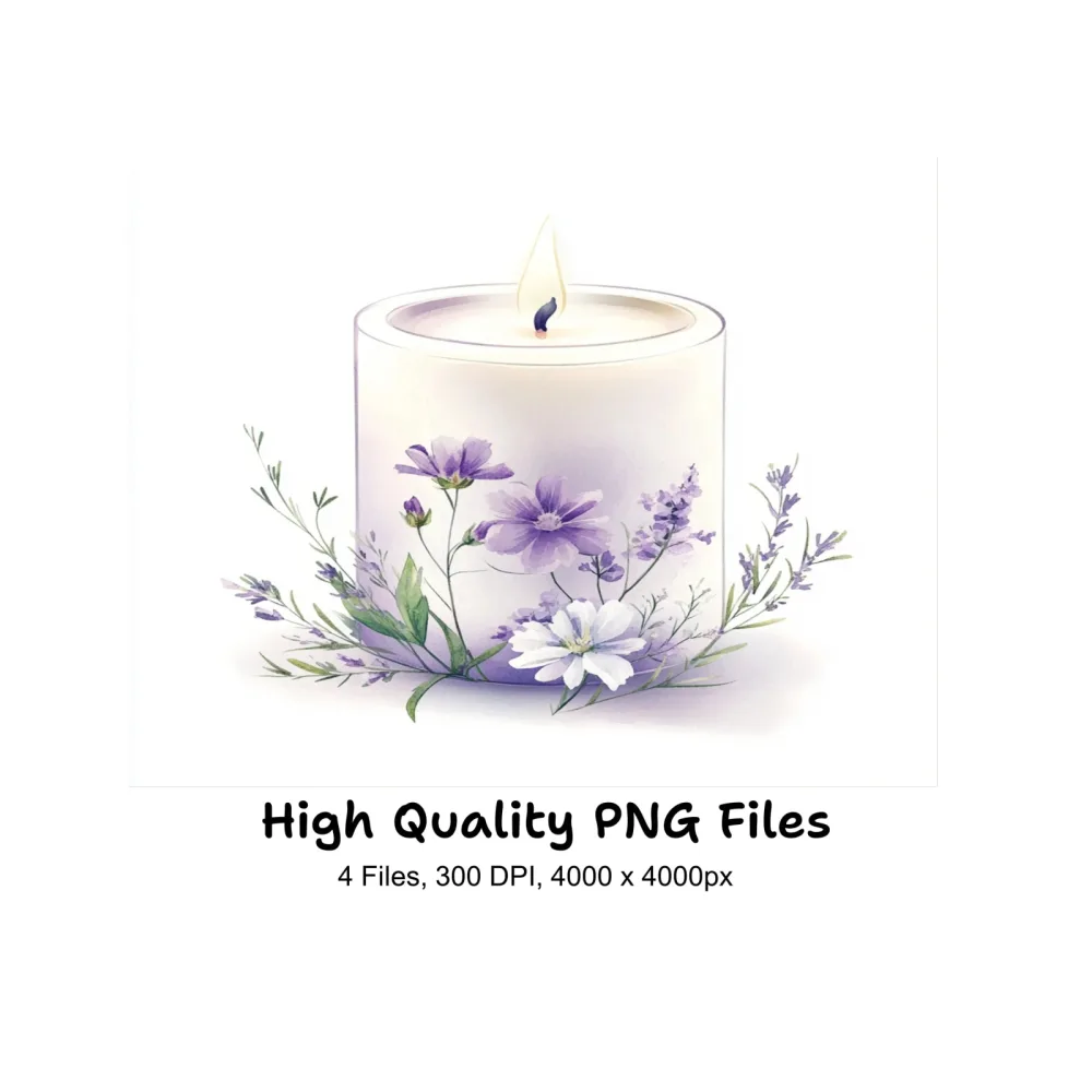 Lavender Scented Candle Clipart Bundle