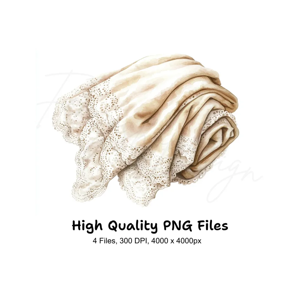 Vintage Lace Linens Clipart Bundle