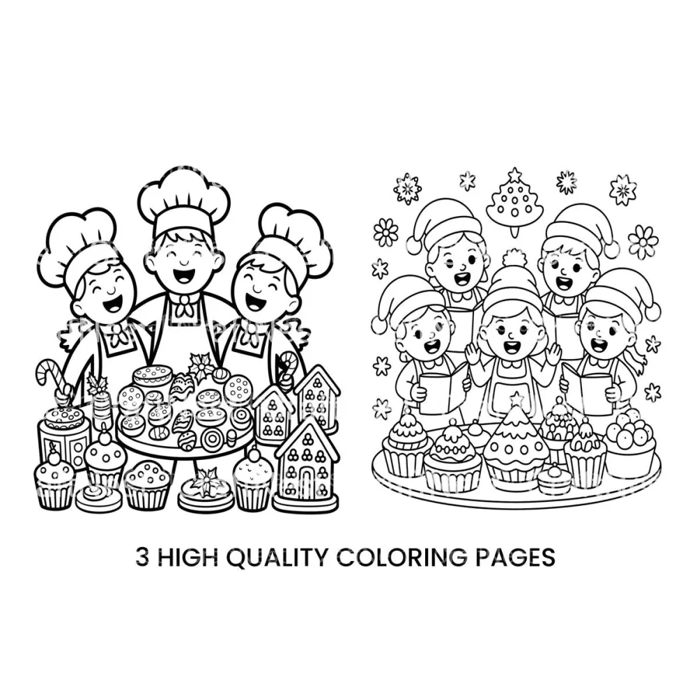 Christmas Carolers and Bakers Coloring Books