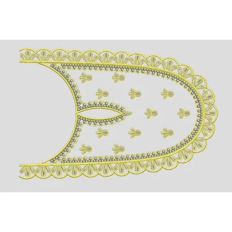 Scalloped Edge Floral Motif Patch Embroidery Design