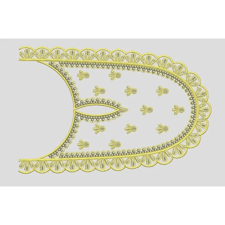 Scalloped Edge Floral Motif Patch Embroidery Design