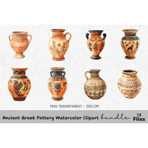 Ancient Greek Pottery Clipart Bundle