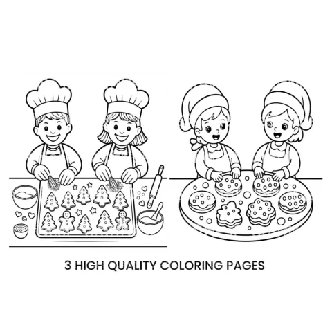 Kids Baking Cookies Coloring Books