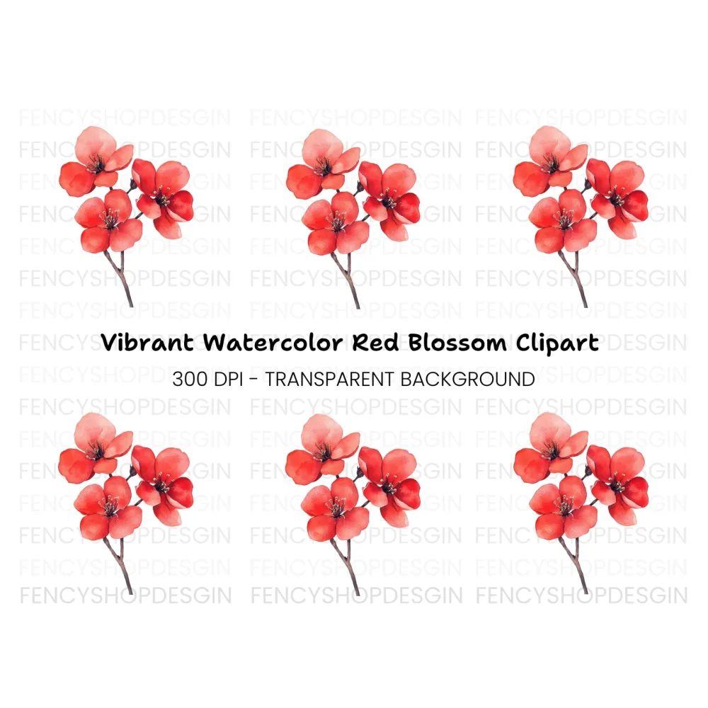 Vibrant Red Floral Clipart Bundle