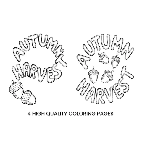 Autumn Harvest Acorn Word Coloring Books