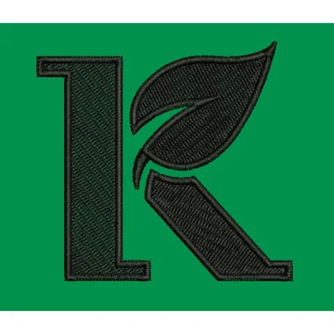 Letter K Leaf Embroidery Design
