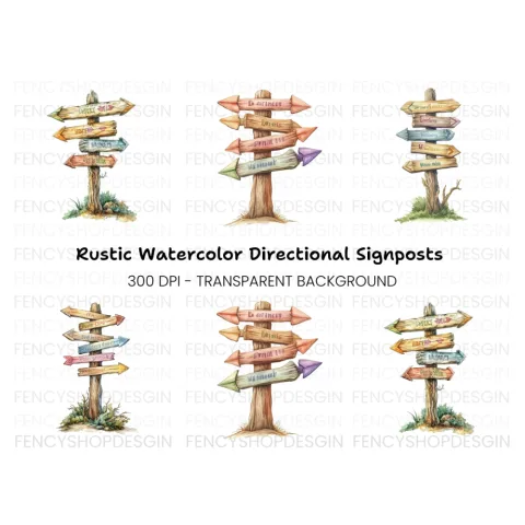 Wooden Signpost Clipart Bundle