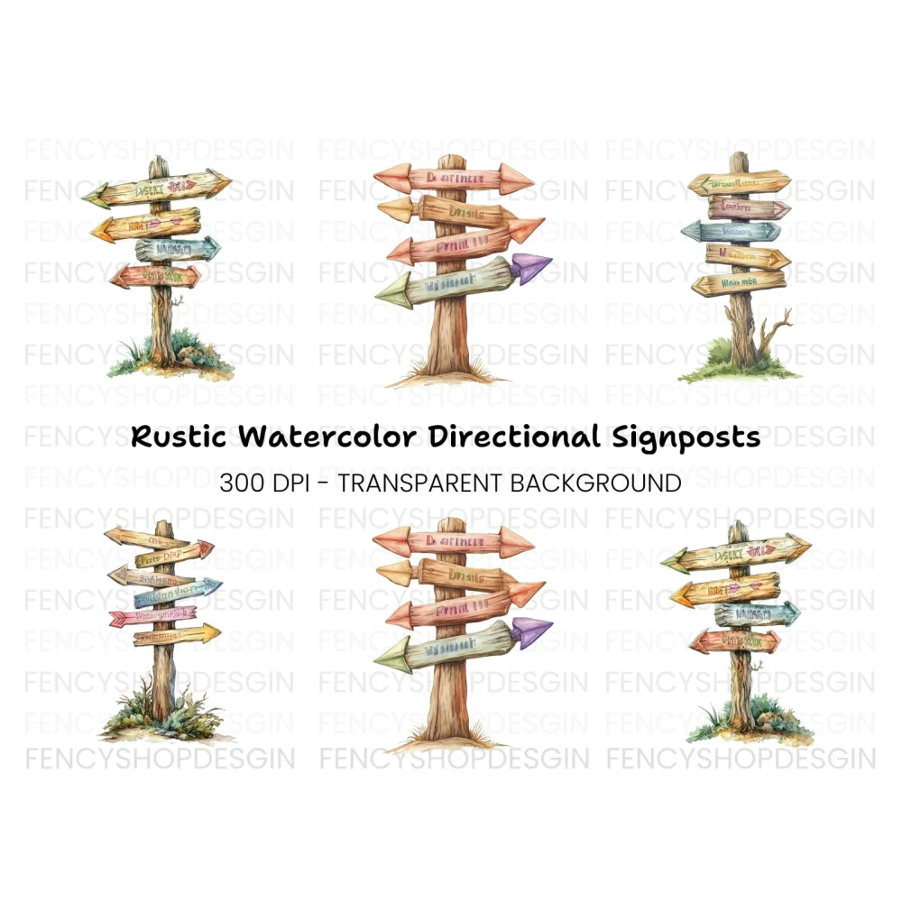Wooden Signpost Clipart Bundle