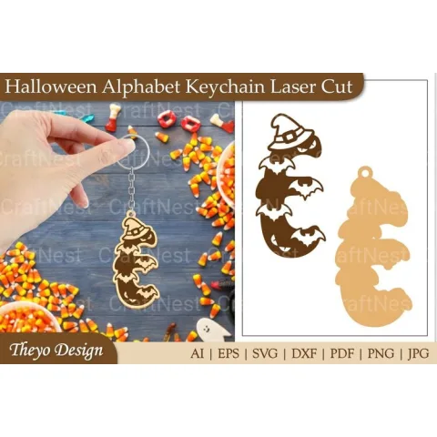 Halloween Keychain Alphabet SVG