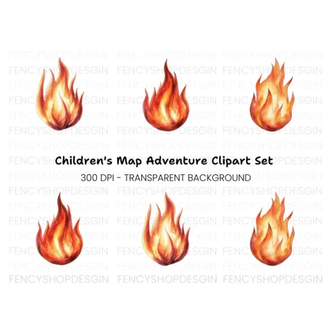 Realistic Fire Flame Clipart Bundle