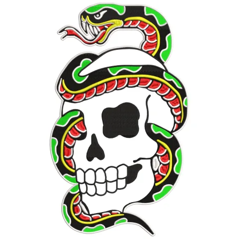 Snake Skull Embroidery Design