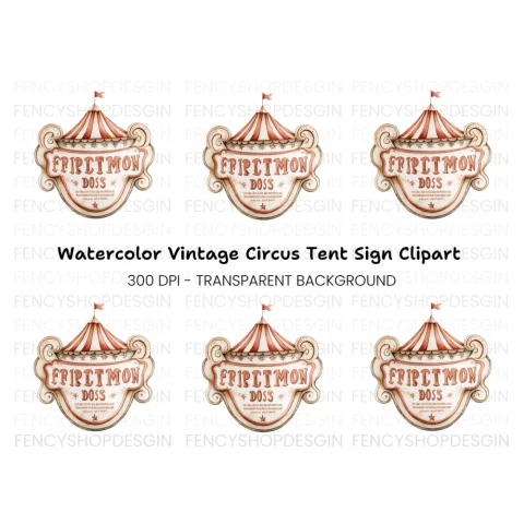 Retro Circus Tent Sign Clipart Bundle