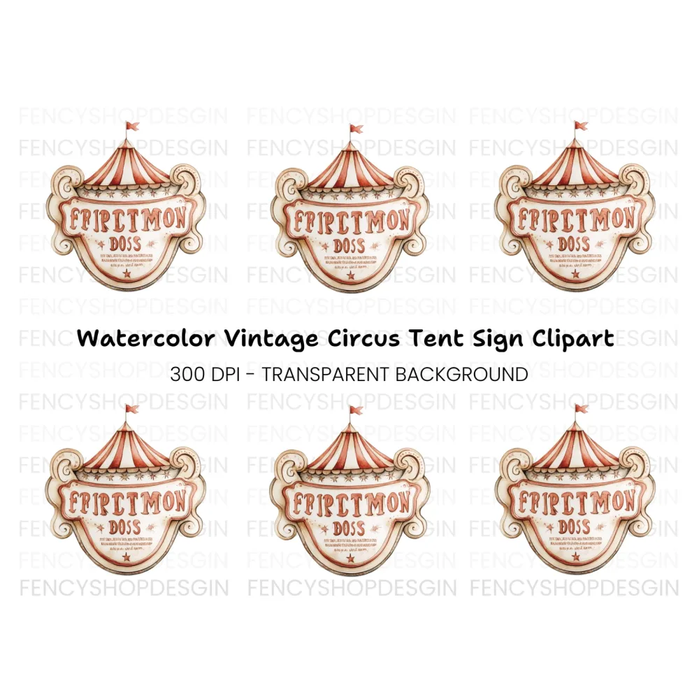 Retro Circus Tent Sign Clipart Bundle