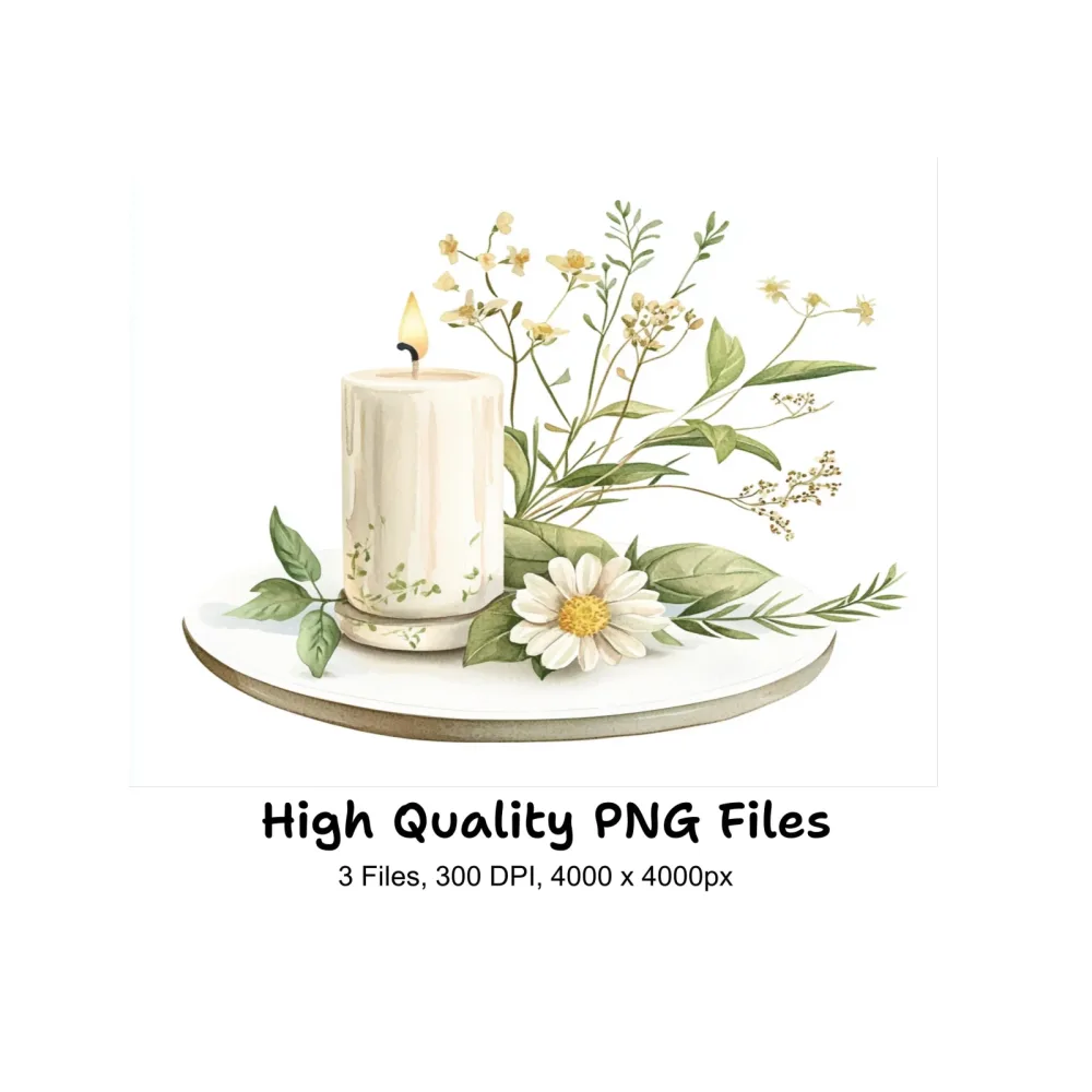 Candle Floral Clipart Bundle