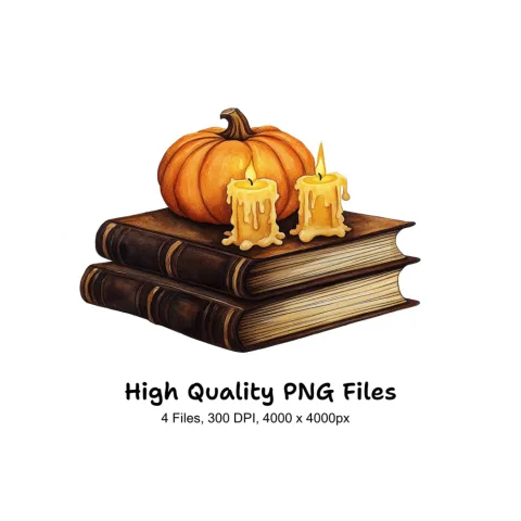 Halloween Pumpkin Candle Clipart Bundle