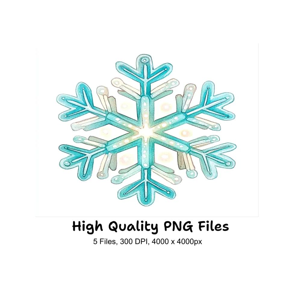 Sparkling Blue Snowflake Clipart Bundle