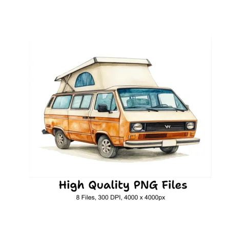 Retro RV and Trailer Clipart Bundle