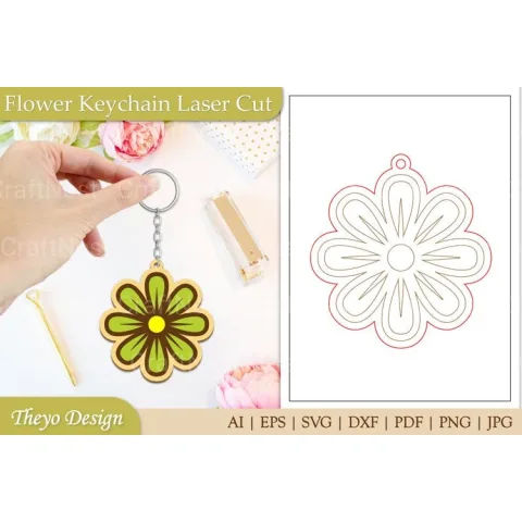 Flower Keychain SVG Bundle