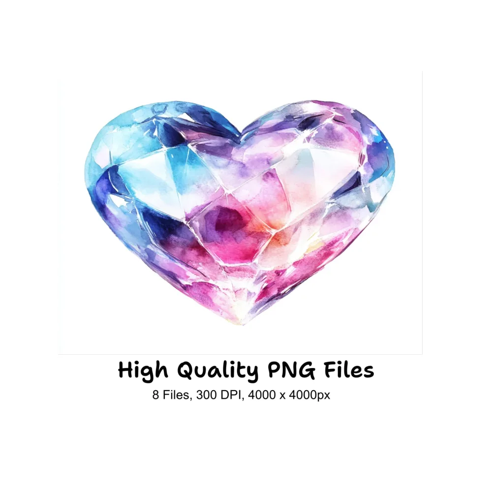 Gemstone Hearts Clipart Bundle