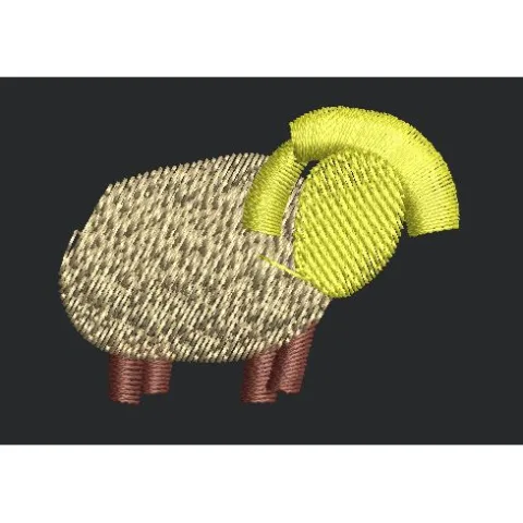 Stylized Horned Animal Figure Embroidery Design