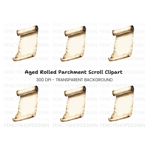 Vintage Scroll Blank Parchment Clipart Bundle