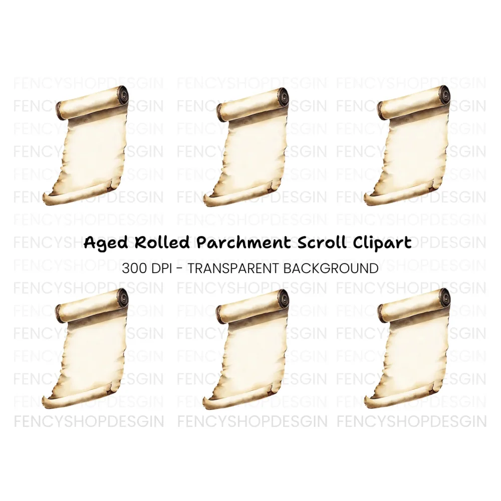 Vintage Scroll Blank Parchment Clipart Bundle