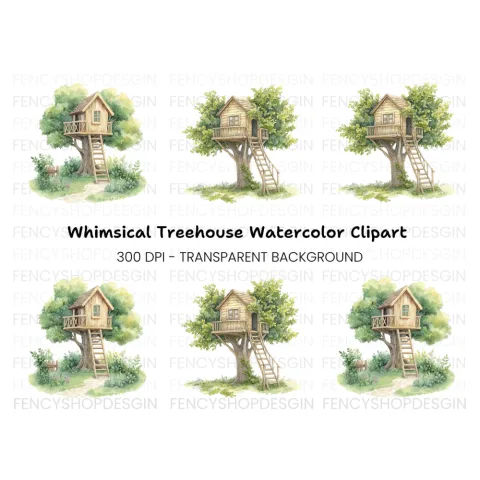 Charming Treehouse Clipart Bundle