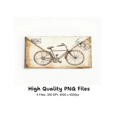 Vintage Bicycle Mail Clipart Bundle