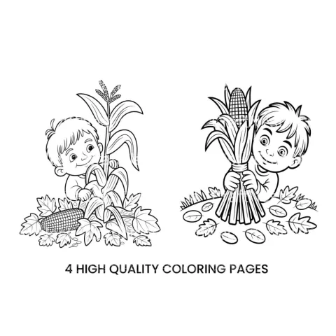 Kids Autumn Corn Harvest Coloring Books