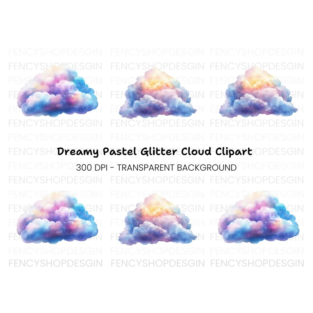 Galaxy Clouds Clipart Bundle
