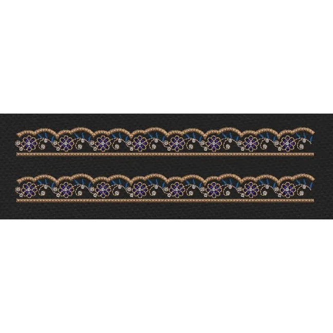 Sapphire Daisy Scallop Trim Embroidery Design