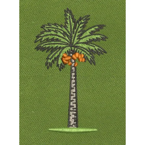 Date Palm Tree Embroidery Green & Orange Embroidery Design