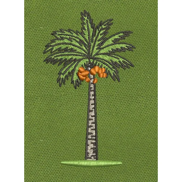 Date Palm Tree Embroidery Green & Orange Embroidery Design