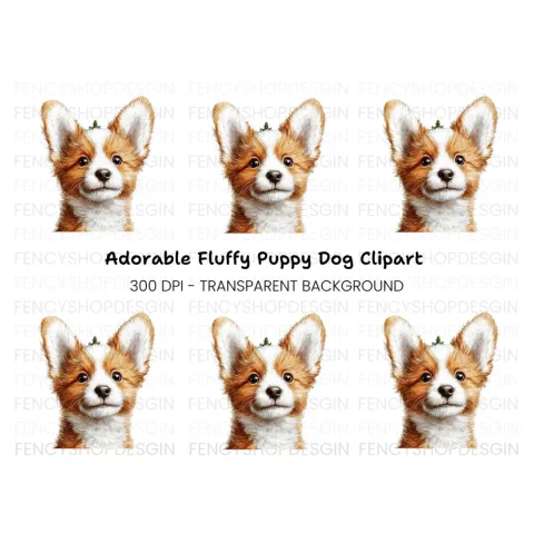 Cute Corgi Puppy Face Clipart Bundle