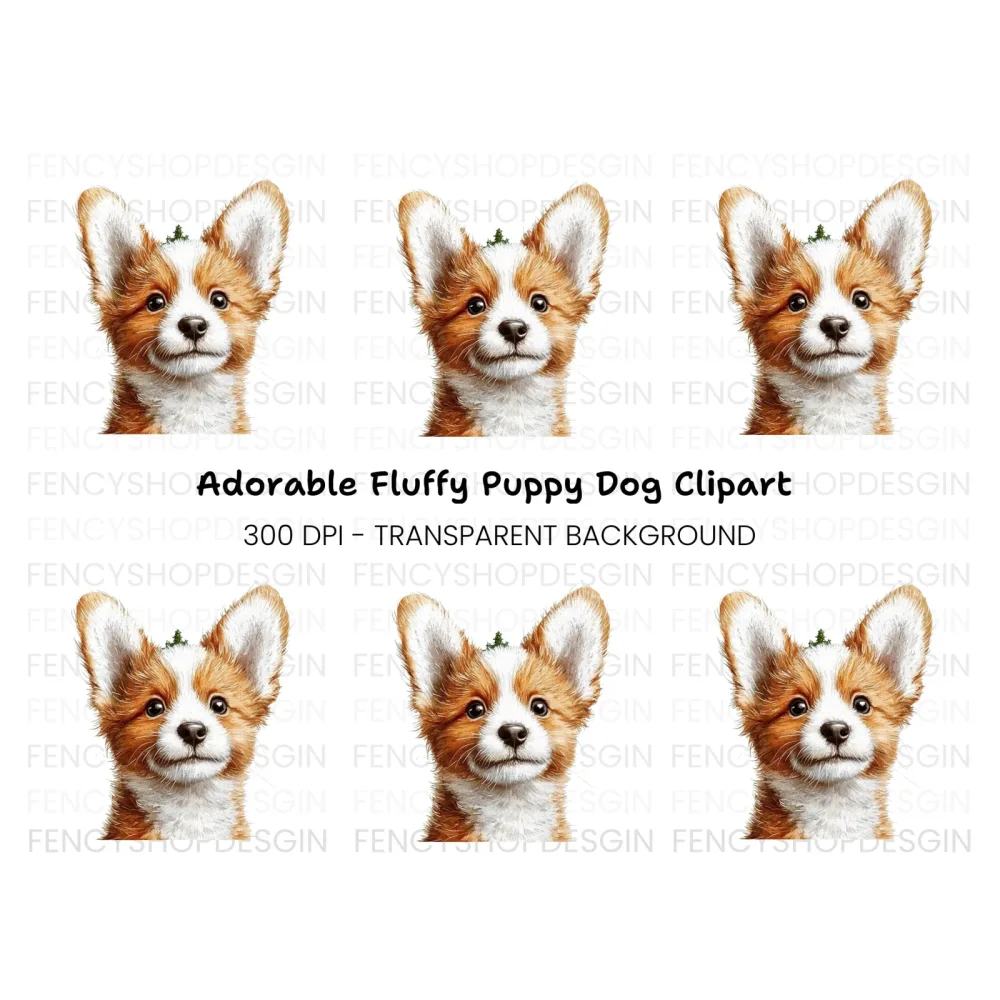 Cute Corgi Puppy Face Clipart Bundle