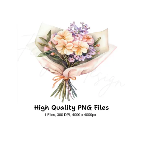 Elegant Flower Bouquet Clipart Bundle