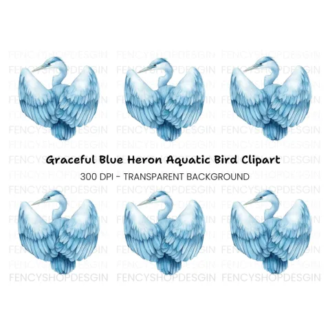 Graceful Blue Heron Clipart Bundle