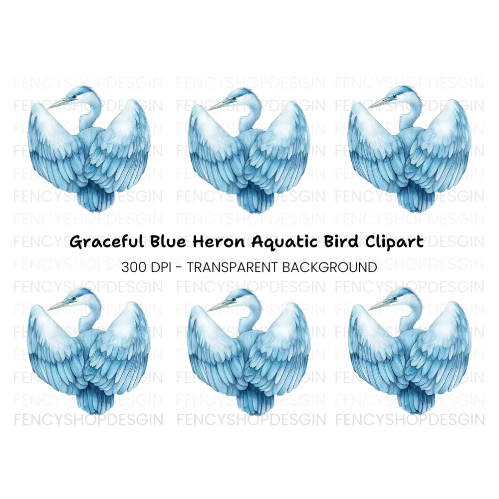 Graceful Blue Heron Clipart Bundle